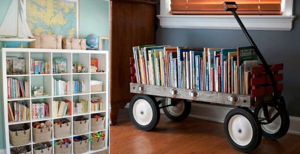 Bookshelf and Wagon, Kids Toy Storage